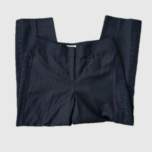 Talbots Black Eyelet Trim Tapered Pants 14 - Picture 7 of 7